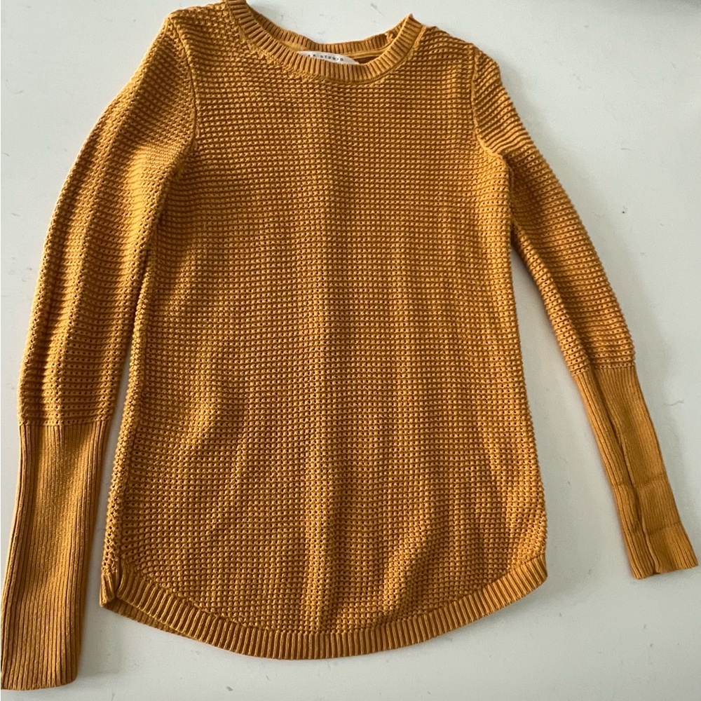 Max Studio Mustard Yellow Sweater Small Button Down Back 60% Cotton 40%Polyester